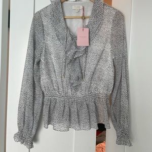 NWT Ted Baker Ruffles top with lace up detail Ivory size M/2 (Ted’s size chart)